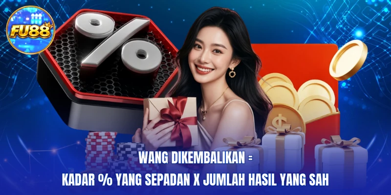 Wang dikembalikan = Kadar % yang sepadan x Jumlah hasil yang sah